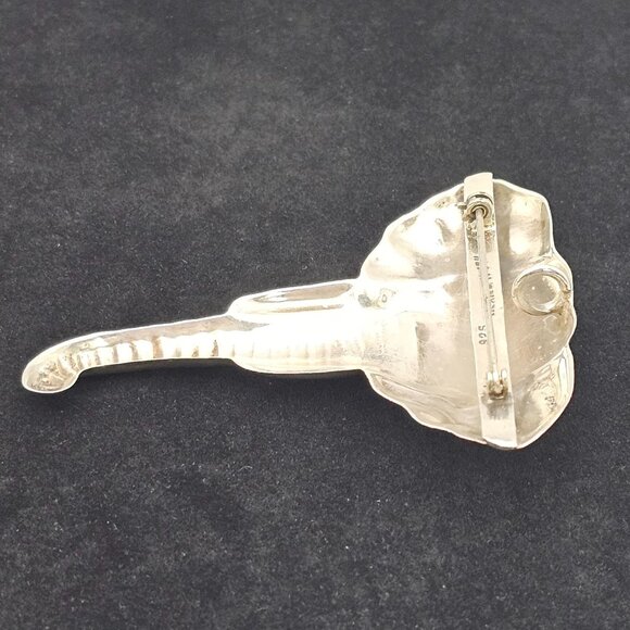 Vtg Large MEXICO 925 Sterling Silver Elephant Head Brooch Pin Signed 3" Oxidized - Picture 13 of 16